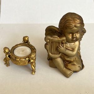 Vintage gold cherub decor set